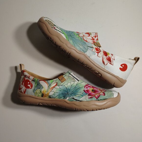 UIN Tranquil Lotus Toledo I Women's Art Travel Slip On Shoes Canvas Floral - Picture 5 of 13